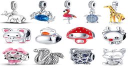 925 Silver Fit Charm 925 Bracelet Animal Elephant Crab charms set Pendant DIY Fine Beads Jewelry1001327