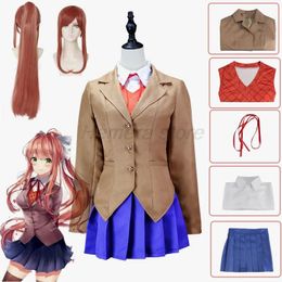 Game Doki Doki Literature Club Monika Cosplay Sayori Yuri Natsuki Cosplay Costume Wig Set School Uniform Girl Women Costumes