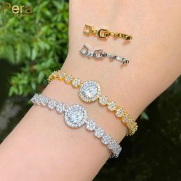 Link Bracelets Pera Graceful Sparkling Cubic Zircon Silver Colour Oval Shape Chain Hand For Ladies Anniversary Jewellery Gift B214