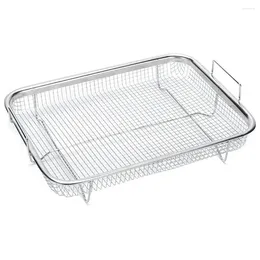 Bowls 1Pcs Basket For Oven Stainless Steel Grill Non-Stick Mesh Tray Wire Rack