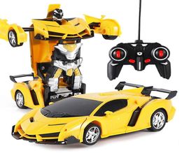 New Rc Transformer 2 In 1 Rc Car Driving Sports Cars Drive Transformation Robots Models Remote Control Car Rc Fighting Toy Gift Y25931137