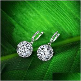 Hoop Huggie Earrings Round 1Ct Moissanite Diamond Earring S925 Sterling Sier Ear Buckle Temperament Hollow Womens Fine Jewelry Drop De Dhns8