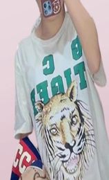 mens tiger designer t shirt 2022 spring and summer tide letter animal print couples round neck loose tops for men women plus size 4618541