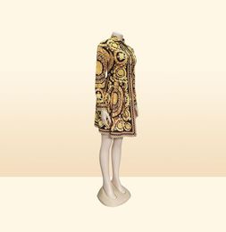 Sexy paisley vintage print gold dress Women holiday beach casual dress Summer elegant short blouse dress party club large size5108059