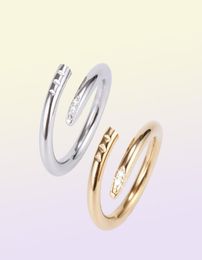 Women Love Rings Titanium Steel CZ Diamond Designer Single Nail Ring European American Fashion Classic Casual Couple Rose Gold Sil7955337