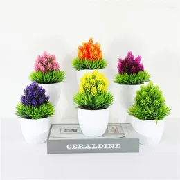 Decorative Flowers 1pc Artificial Plants Pine Needles Small Tree Pot Fake Potted Ornaments For Home Decoration Teenagers Room Decor