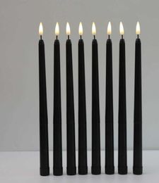 8 Pieces Black Flameless Flickering Light Battery Operated LED Christmas Votive Candles28 cm Long Fake Candlesticks For Wedding H6965156