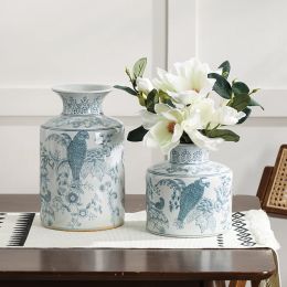 New Arrivals Household Porch Ceramic Decorations Blue And White Porcelain Vases Living Room Study Chinese Style Ornament