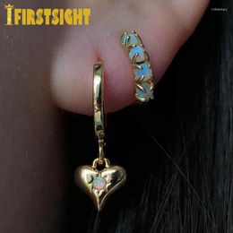 Dangle Earrings 2024 Valentine's Day Gift Paved White Fire Opal Cz Stone Heart Charm Cute Lovely For Women