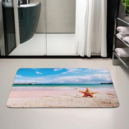 Carpets Coastal Sandy Beach Printing Custom Carpet Home Decor Mat Kitchen For Washroom Non Slip Floor Yoga Door