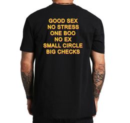 Funny Good Sex No Stress One Boo No Ex Small Circle Big Cheques T Shirt Letter Print TShirt Back EU Size100 Cotton Shirt3994198