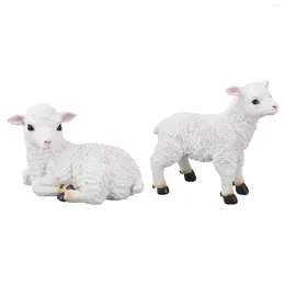 Garden Decorations Lamb Figurine Decorative Multi Purpose Exquisite Resin Sheep Sculpture Hand Made For Indoor Outdoor