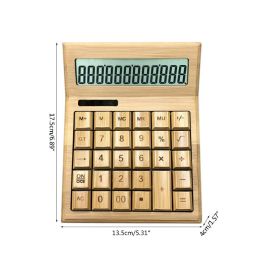 Calculators Functional Desktop Calculator Solar Power Bamboo Calculators with 12digit Large Display Dropshipping