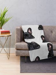 French Bulldog Black Puppy Dog Throw Blanket Nap Blanket Flannel Fabric Multi-Purpose