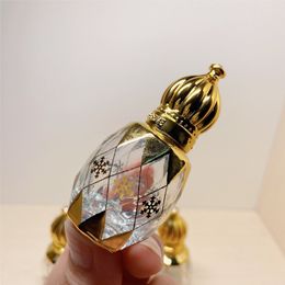 1pc 8ml Electroplated Sculpted Rollerball Essential Oil Bottle Miniature Perfume Bottle Golden Crown Cap Glass Dispenser Bottle