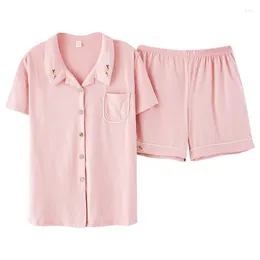 Home Clothing 2024 Women Pyjamas Set Soft Cotton Pyjama Shirt Shorts Sleepwear Underwear Pyjamas