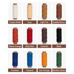 WUTA Leather Waxed Thread Round Polyester Sewing Threads Leather Craft Hand Stitching Line DIY Bracelet Thread Repair Work Cord