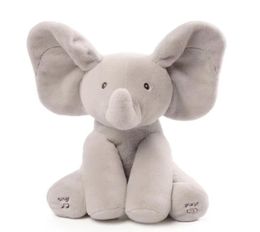 Plush Dolls Hide And Seek Elephant Baby Animal Plush Toy Ears Move Electric Music Toy Play Games Talking Singing Dolls for Toddler7123411