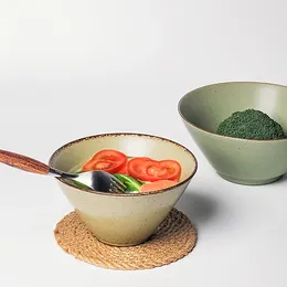 Bowls CHYIR Japanese Ceramic Bowl Retro Ramen Bamboo Hat Household Large Rice Soup Noodle Salad Dishes Kitchen Tableware