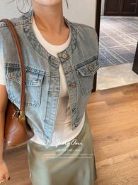 Women's Vests Denim Vest Jackets Woman Clothing Y2k 2024 Fashion Spring Summer Korean Style Elegant Vintage Top Sleeveless Outerwear