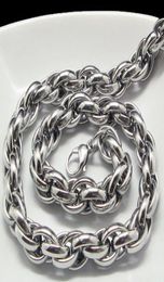New Middle Eastern Style Silver Pure 316L Stainless steel Silver Oval Rope Chain Link Necklace in Men Jewelry 9mm 200393073613