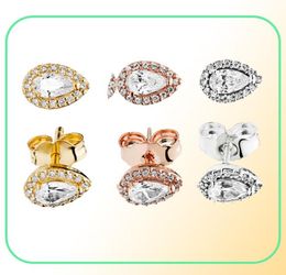 luxury designer Rose gold Teardrop Stud Earrings Women summer Jewelry with Original box for Real 925 Silver EARRING set6219912