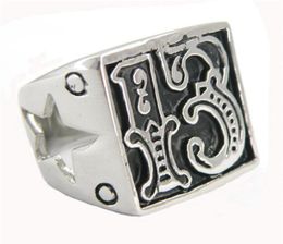 FANSSTEEL stainless steel vintage mens or wemens Jewellery SIGNET lucky EVIL 13 cutout star BIKER RING number RING 10W3331363452907