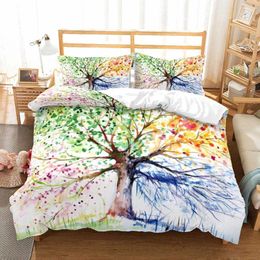 Bedding Sets Adults Holiday Beach Duvet Cover Set 3D Printed Trees Colourful Kids Bed Linens Comforter Quilt Pillowcase