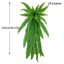 75-115cm Artificial Hanging Plants Large Tropical Persian Vines Fake Fern Grass Vine Plastic Leaves Wall For Garden Home Decor