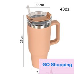 Fashion New 40Oz Contrast Colour Handle Car Cup Stainless Steel 304 Vacuum Cups with Straw Car Cooling Ice Heater