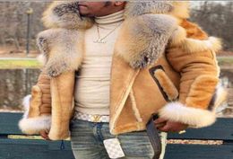 Men039s Wear Imitation Leather Plush Fur Coat Big Fur Collar Winter Collar And Long Sleeves Wool Liner Jackets Coats Y2112213907106