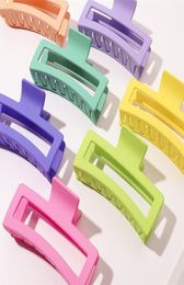 Length 13 CM Frosted Square Ponytail Large Hair Clamps Women Girls Candy Solid Color Plastic Alloy Claw Clips For Headdress Scrunc5629515