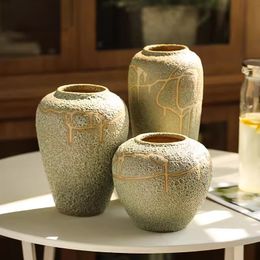 Ceramic vase ornament creative living room coffee table rough pottery pot flower arrangement dry flowers European countertop si