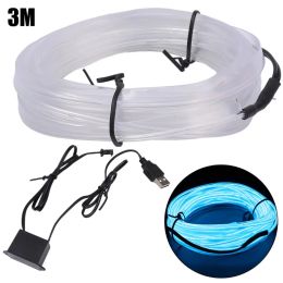 1/3M Universal Car Interior Ambient Light Strip Dashboard Ice Blue Decorative Lamp LED Light Strip USB Port Car Atmosphere Light