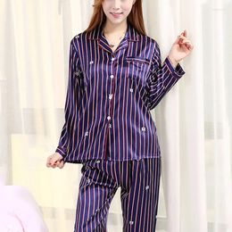 Home Clothing Women Pajamas Satin Pajama Set Wear Print Suit Sweet Flower Cute Living Room Sleep