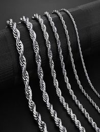 Stainless Steel Rope Chain Necklace 25mm Never Fade Waterproof Choker Necklaces Men Women Hip Hop Jewelry 316L Silver Chain7006308