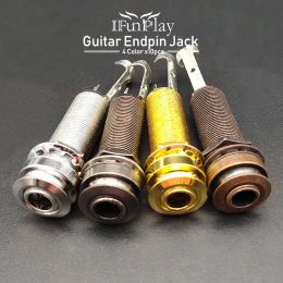 Hanger 10pcs 4 Colors Threaded Cylinder Electric Guitar Bass output Input Strap End Pin Jack Guitar Pickup Plug Socket 6.35