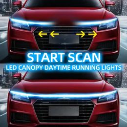 New 12V LED Car Hood Decorative Light Strip With Start Scan Meteor Dynamic Car Daytime Running Light DRL With Turn Signal Lamp