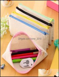 Pencil Bags blank Canvas Pen Pouch Zipper Pencil Case Cosmetic Makeup Clutch Bag Organiser Student Sta8665648