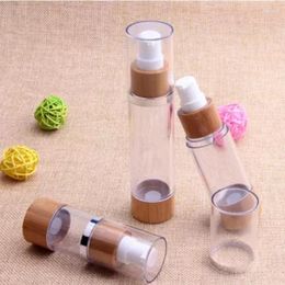 Storage Bottles 50ml 80ml 100ml 120ml Luxury Packaging Bamboo Airless Bottle Wooden Skincare Cosmetic Pump For Face Cream
