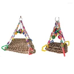 Other Bird Supplies Seagrass Foraging Mat For Birds Colorful Chew Toy Rattan Balls Easy To Install