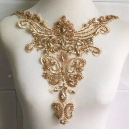 New Champagne Glass Diamond Beaded Collar Flower, Handmade DIY Dress, Performance Apparel Accessories RS4831