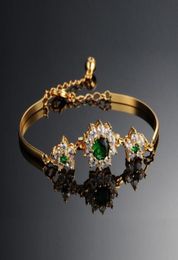 Fashion Tennis Bangle Bracelets Chains Gold Plated Shiny Flower Round Green Zircon Jewelry Bridal Wedding Designers Bracelet For W7765780