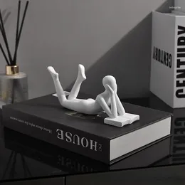 Decorative Figurines Reading Man Resin Figurine For Study Room Desktop Nordic Abstract Thinker Figure Ornament Home Living Office Decoration