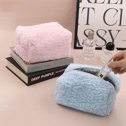 Small Lambswool Cosmetic Bag Cute Plush Flannelette Makeup Organizer Pouch Kawaii Pencil Case Bags Travel Storage Bag