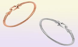 Fashion Jewelry Rose gold Silver Color Cuff Bracelets Charm Stainless Steel Thin Cable Wire Pulseira Jewelry Bracelets For Women8444064