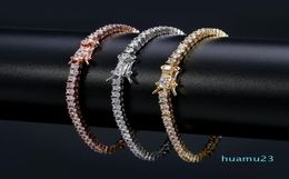 European and American tennis chains Hiphop Tide Men039s Bracelet Zirconmicroencased 3mm Bracelet Tennis bracelet7513570