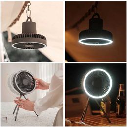 Electric Fans 10000mAh Portable Fan Home Outdoor Camping Fan LED Lighting Tripod Stand Desktop with Power Bank Wireless Ceiling Electric Fan