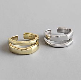 925 Sterling Silver Charming Irregular Chain Geometric Ring Gold Open Rings For Women Men Party Gifts Accessories3853067