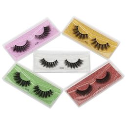Faux 3D Mink Natural False Eyelashes Handmade Curly Lashes Eyelash Extension Makeup Dramatic lash 5 Colors Whole9513141